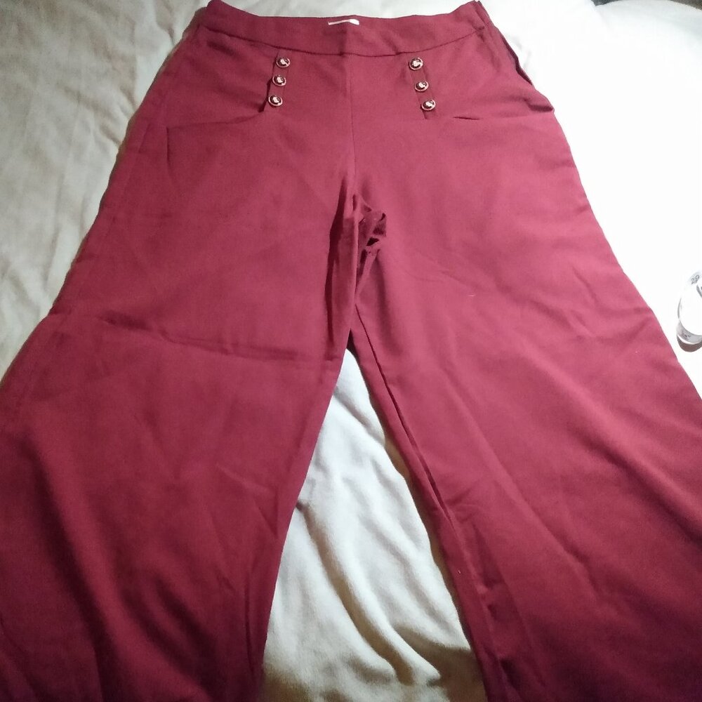 Burgundy High Waist Trousers – XL/14